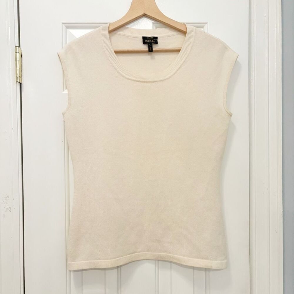 Escada 100% Cashmere Sweater Size Large Ivory